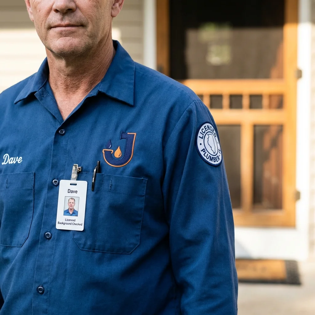 Licensed plumber showing ID badge in Rotonda West, FL