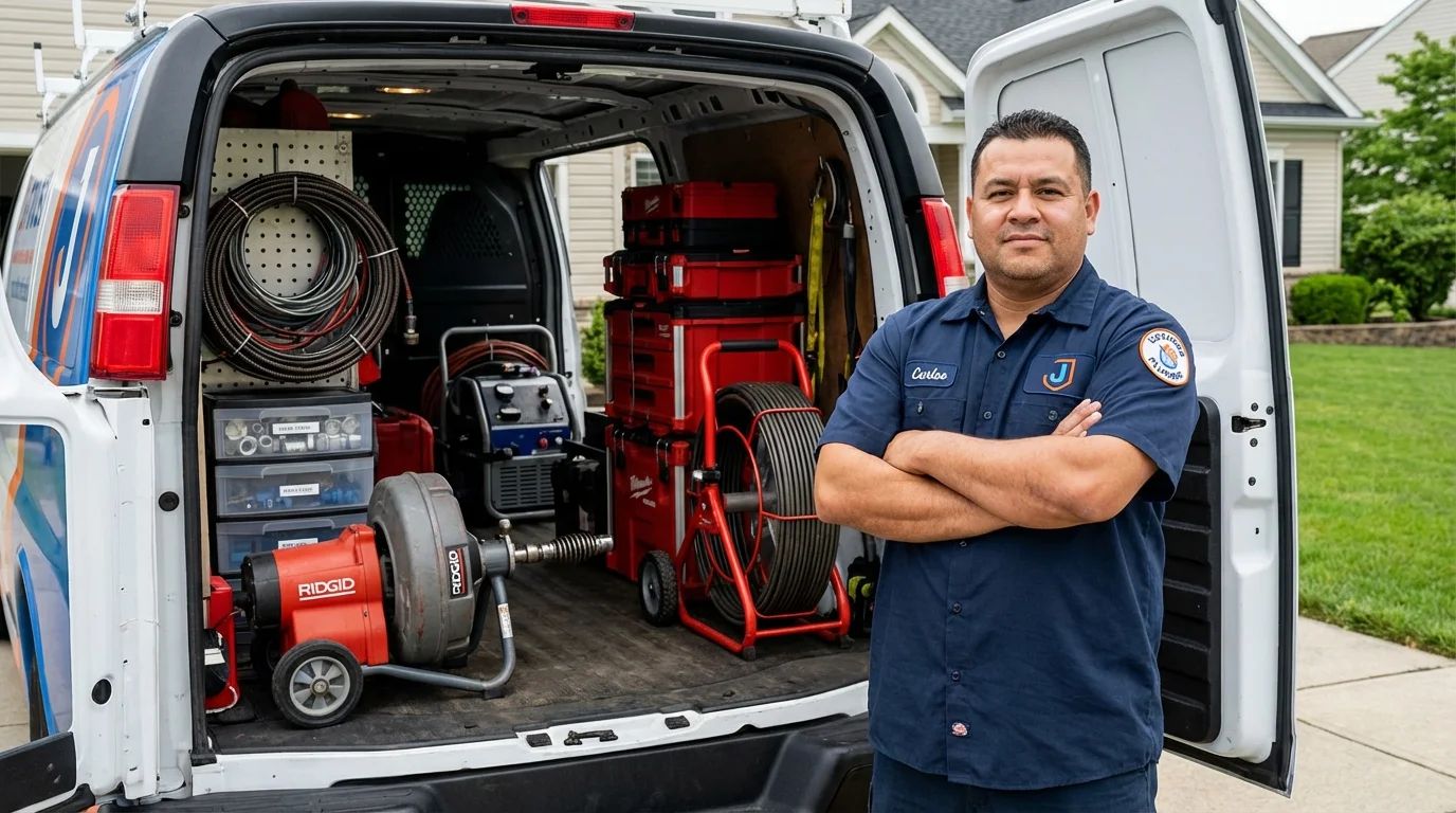 Professional drain cleaning equipment and Johns Plumbing LLC plumber in Rotonda West