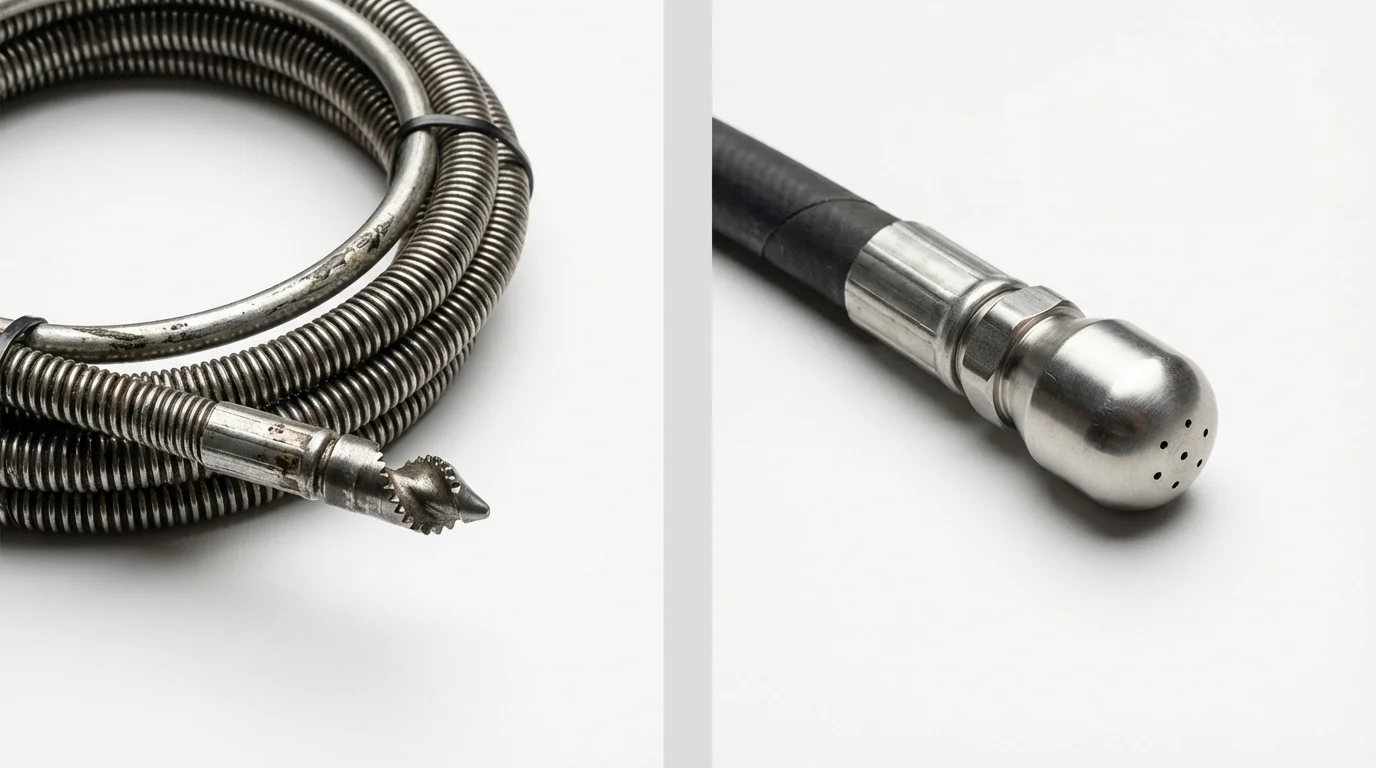 Drain snake cable and hydro jetting nozzle used for drain cleaning in Rotonda West, FL