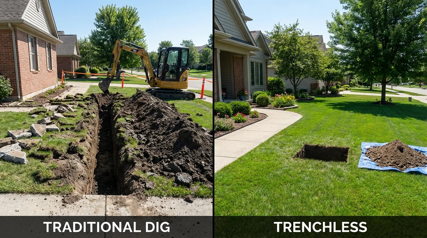 Trenchless sewer repair with minimal yard damage versus traditional excavation in Rotonda West, FL